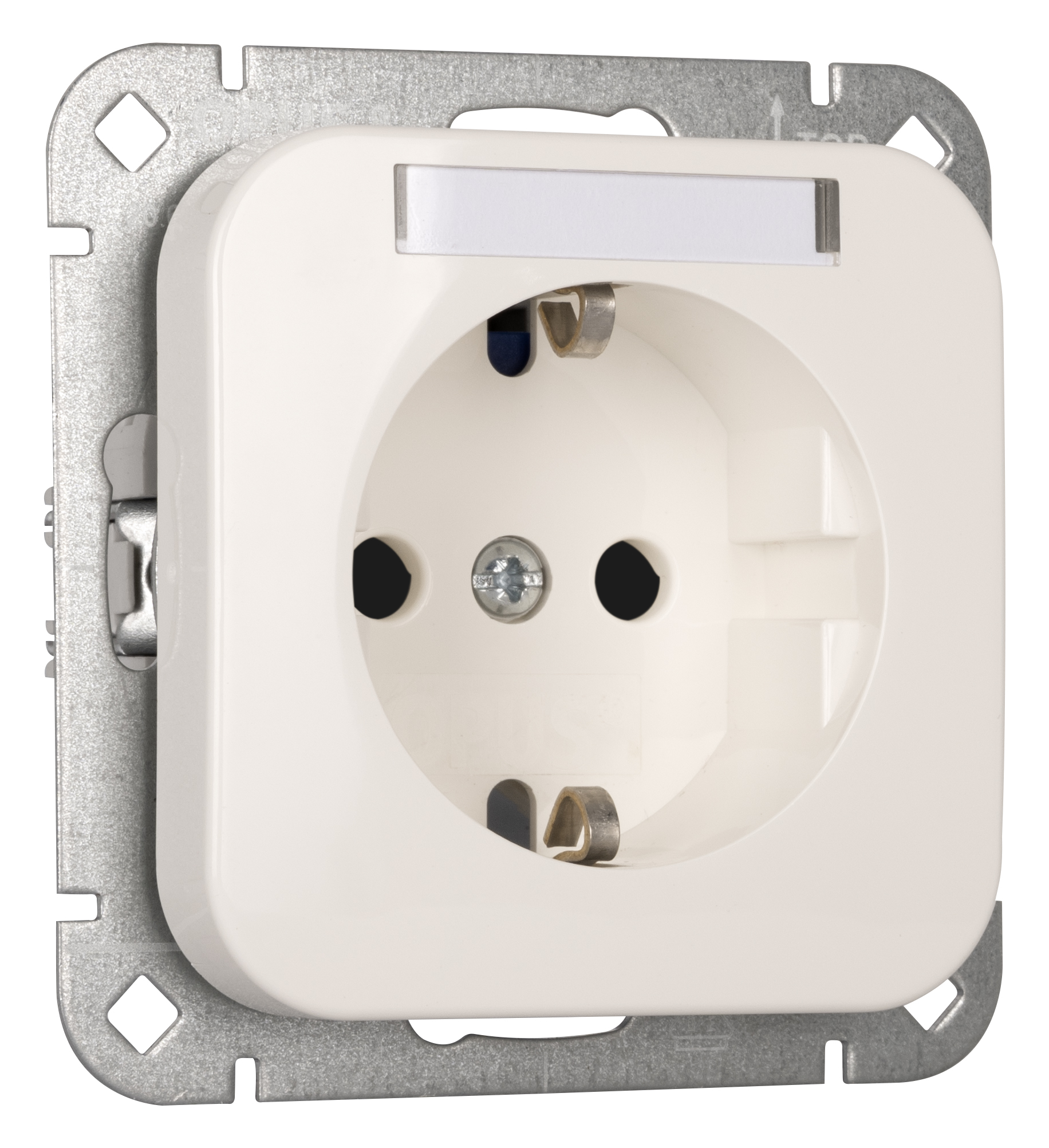 OPUS 1 socket outlet with earthing contact and labelling field pure white