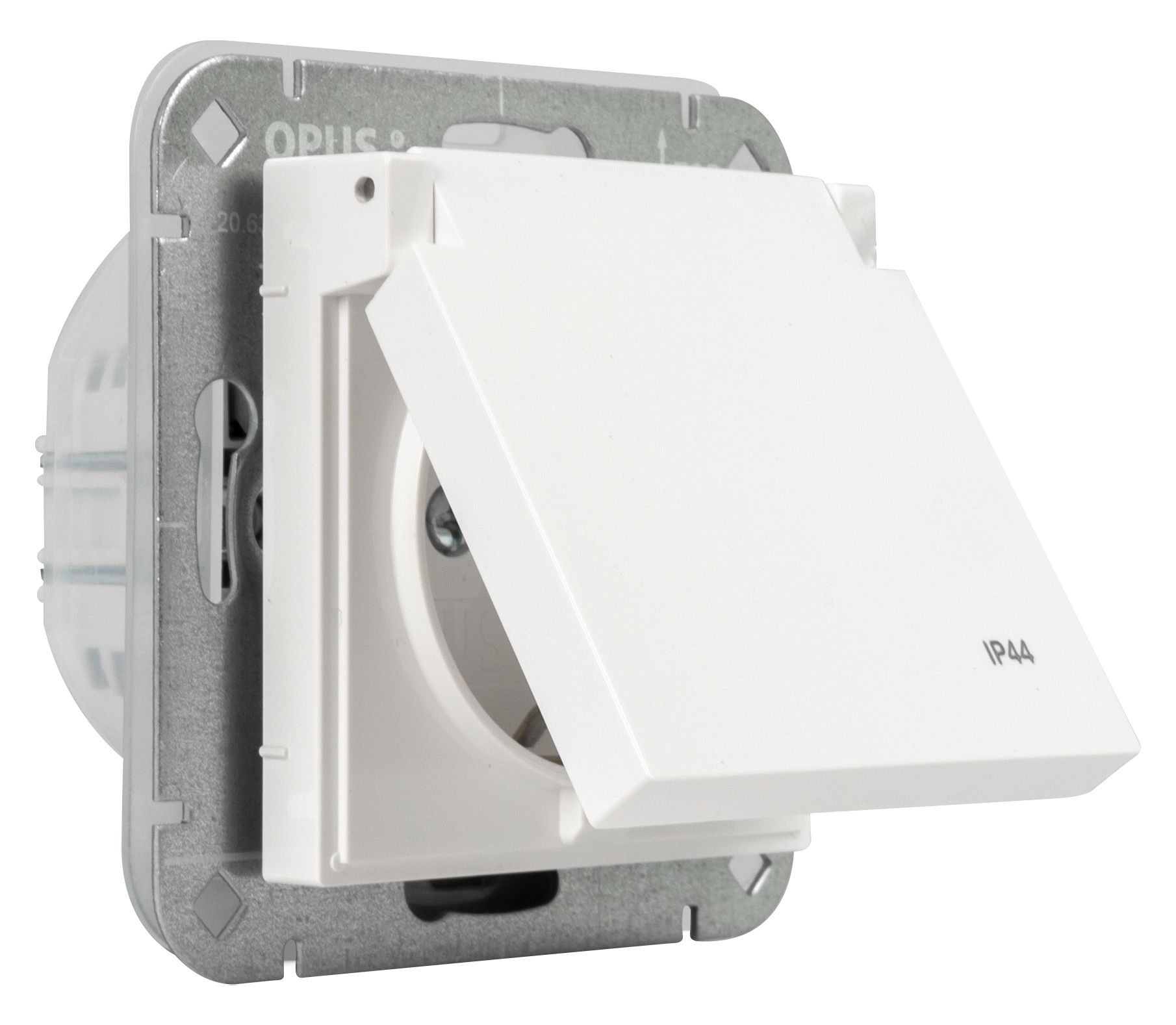 OPUS 55 Schutzkontakt-Steckdose Premium mit Klappdeckel, IP44