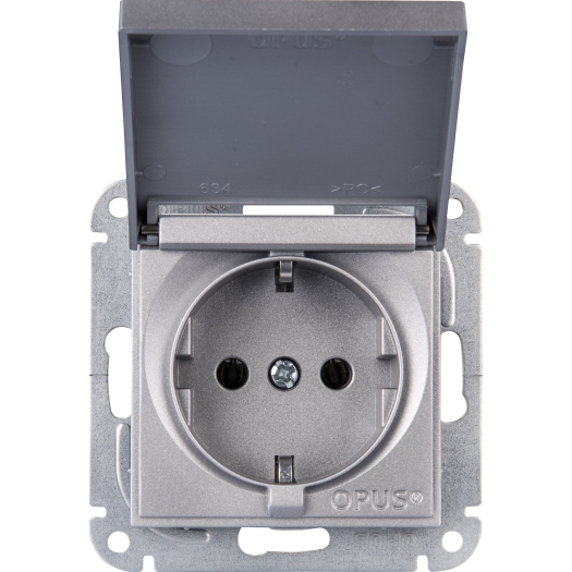 OPUS 55 socket outlet with earthing contact and spring-loaded hinged cover