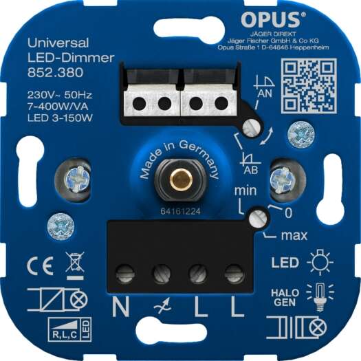 OPUS Universal-Dimmer für LED-, Glüh- und Halogenlampen Universal mit Nullleitererkennung 7-400 W/V